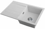 Gamma Modern 8050 csepegtetőtálcás egymedencés gránit mosogató, manuális szifonnal, fehér, beépíthető (ZLE-M8050WH)
