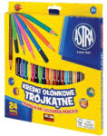 Astra Színes ceruza ASTRA háromszög 24 színű ajándék hegyezővel