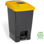  Szelektív hulladékgyűjtő konténer, műanyag, pedálos, antracit/sárga, 100L