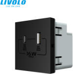 LIVOLO C7USBACB LIVOLO QC-PD 36W USB A+C töltőaljzat-csatlakozó aljzat, fekete (C7USBACB)