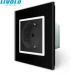 LIVOLO C7721BWB LIVOLO fekete dugalj konnektor 2P+F 16A 250V, fekete kristályüveg, fehér dekorációs kerettel (C7721BWB)