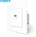 LIVOLO C77USBCW LIVOLO QC-PD 45W USB type-C fali töltőaljzat fehér kristályüveg (C77USBCW)