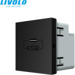 LIVOLO C7USBCB LIVOLO QC-PD 45W USB C töltőaljzat-csatlakozó aljzat, fekete (C7USBCB)
