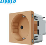 LIVOLO C723G LIVOLO csavarmentes dugalj, rugós bekötés 2P+F 16A 250V arany konnektor (C723G)