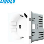 LIVOLO C724W LIVOLO fehér dugalj-konnektor 250V 16A 2P+F + USB type-C QC-PD 18W fali töltőaljzat (C724W)