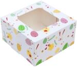  Süteményes doboz ablakos, Húsvéti mintás, ételcsomagolás 13x13x7cm (SZID-01771)