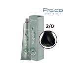 Pro.co Vopsea de par profesionala - fara amoniac - SUPERB - PROCO - 100 ml - 2 0 MARO INCHIS (U2/0)