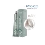 Pro.co Vopsea de par profesionala - fara amoniac - SUPERB - PROCO - 100 ml - 11 01 BLOND SUPER DESCHIS NATURAL CENUSIU (U11/01)