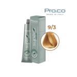 Pro.co Vopsea de par profesionala - fara amoniac - SUPERB - PROCO - 100 ml - 9 3 BLOND SUPER DESCHIS AURIU (U9/3)