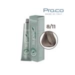 Pro.co Vopsea de par profesionala - fara amoniac - SUPERB - PROCO - 100 ml - 8 11 BLOND DESCHIS CENUSIU INTENS (U8/11)