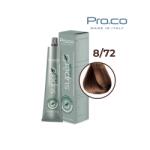 Pro.co Vopsea de par profesionala - fara amoniac - SUPERB - PROCO - 100 ml - 8 72 ALUNA DESCHISA (U8/72)