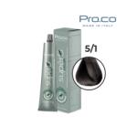 Pro.co Vopsea de par profesionala - fara amoniac - SUPERB - PROCO - 100 ml - 5 1 CASTANIU DESCHIS CENUSIU (U5/1)
