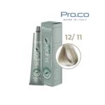 Pro.co Vopsea de par profesionala - fara amoniac - SUPERB - PROCO - 100 ml - 12 11 BLOND PLATINAT CENUSIU INTENS (U12/11)
