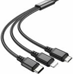 hoco. kábel USB 3in1 iPhone Lightning 8-pin + Micro + C típus X76 fekete