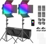 Neewer Kit 2 Panouri Neewer RGB, 530 LED, trepiezi 200 cm, 4 baterii + 4 incarcatori, geanta transport