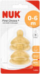 Nuk Биберони NUK - First Choice, каучук, 0-6м, размер М, 2 броя (10701236)