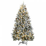 vidaXL csuklópántos műkarácsonyfa 300 LED-del és gömbökkel 180 cm (3210138) - balena