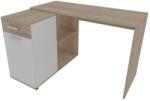 ASARO Mamba sarokíróasztal, méretek 120x92x75 cm, megfordítható összeállítás, szín sonoma/fehér