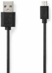 Nedis Cablu USB | USB 2.0 | USB-A Plug | USB Micro-B Plug | 7.5 W | 480 Mbps | Nichelată | 1.00 m | Rotund | PVC | Negru | Etichetă (CCGL60501BK10)