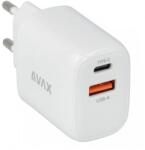 Avax CH631W FIVEY+ USB A + Type C 25W GaN gyors hálózati töltő fehér (CH631W)