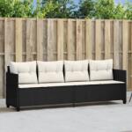 vidaXL fekete polyrattan napozóágy párnával (368326)