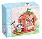 Qman ® K28008 Keeppley készségfejlesztő építőjáték lányoknak 350 db építőkocka - Tuxedo macska eper háza