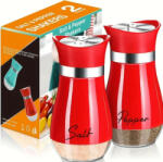  2 részes só, és bors szóró készlet, piros, 2 x 10, 9 x 5, 5 cm üveg (5995206013396)