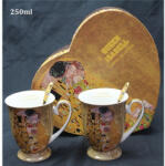 P&P Import Porcelánbögre kanállal 2db-os, 250ml Klimt: The Kiss