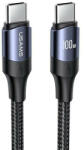 USAMS kábel U71 USB-C - USB-C 1, 2m 100W PD gyorstöltés fekete SJ524USB01 (US-SJ524)