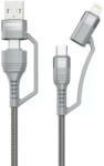Dudao USB kábel Dudao L20xs 4 az 1-ben USB-C / Lightning / USB-A 2.4A, 1m (szürke)
