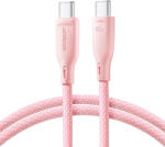 JOYROOM Multi-Color Series SA34-CC3 USB-C / USB-C kábel 60W gyors átvitel 1m - rózsaszín