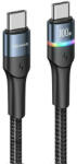 USAMS kábel fonott U76 USB-C - USB-C 100W PD gyorstöltés 1.2m fekete SJ537USB01(US-SJ537)