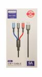 Letang 3in1 adatkábel, Micro USB / Type-C / iPhone 8pin, 6A, 1.2m, színes, Letang LT-ET-06