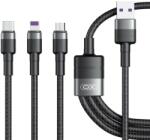 XO 3in1 adatkábel, Micro USB / Type-C / iPhone 8pin, gyorstöltés, 40W, 1.2M, fekete, XO NB-Q191