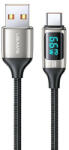 USAMS kábel fonott U78 USB-C 1.2m LED 6A gyorstöltés fehér SJ544USB02 (US-SJ544)