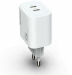 DeTech Мрежово зарядно устройство DeTech DE-PD, 45W, GaN, 2 x Type-C F, Бял - 40340