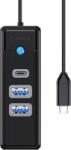 Orico Hub adaptor Orico USB-C la 2x USB 3.0 + USB-C Orico, 5 Gbps, 0, 15 m (negru) (PWC2U-C3-015-BK-EP)