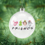 Deconline Customs Fehér műanyag karácsonyfa gömb FRIENDS 10 cm (W10CM-FRIENDS)