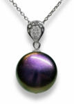 Ragyogj. hu One pearl - Swarovski gyöngyös ezüst nyaklánc - Coin Pearl lilás-zöld (glam780)