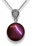 Ragyogj. hu One pearl - Swarovski gyöngyös ezüst nyaklánc - Coin Pearl bordó (glam779)