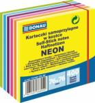 DONAU Öntapadó jegyzettömb, 76x76mm, 400 lap, DONAU, fehér és neon színek (D75740) - jatekotthon