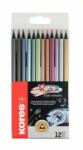 Kores Színes ceruza készlet, háromszögletű, KORES "Kolores Style Metallic", 12 metál szín (IK93316) - jatekotthon
