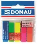 DONAU Jelölőcímke, műanyag, 5x25 lap, 12x45 mm, DONAU, neon szín (D7577) - jatekotthon
