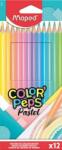 Maped Színes ceruza készlet, háromszögletű, MAPED "Color`Peps Pastel", 12 különböző pasztell szín (IMA832069)