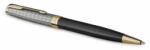 Parker Golyóstoll, 1 mm, metál fekete tolltest, arany klip, PARKER "Royal Sonnet Premium", fekete (ICPRSPFKA)