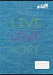 Victoria Füzet, tűzött, A4, kockás, 32 lap, COOL BY VICTORIA, "Live-love-hope", "87-32 (ISVFC86)