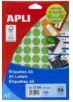APLI Etikett, 19 mm kör, színes, A5 hordozón, APLI, zöld, 560 etikett/csomag (LCA12106) - jatekotthon