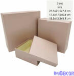  Papírdoboz 3db/szett kocka 21, 5-17, 5-13, 5cm - Púder