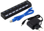 HOPE R Hub 7 porturi USB3.0, HOPE R, 5Gbps, cu comutatoare, cablu usb si alimentator (HB3007HP)