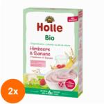 Holle Baby Set 2 x Piure din Cereale Eco, Holle Baby, cu Lapte de Capra, Zmeura si Banane, 200 g